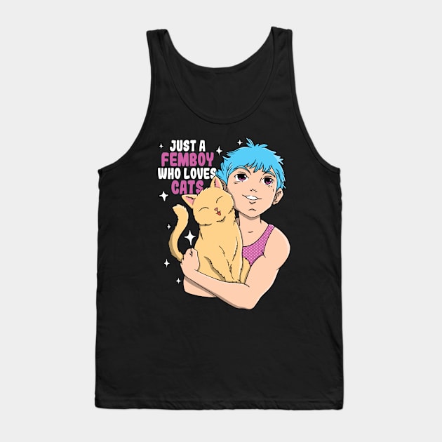 Femboy Just A Femboy Who Loves Cats Gift Tank Top by Alex21